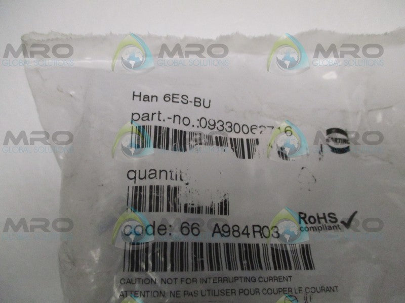 HARTING HAN6ES-BU 09330062716 CONNECTOR * NEW IN FACTORY BAG *