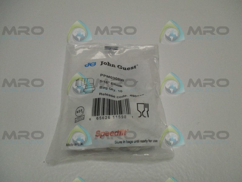 JOHN GUEST PPM0308W ELBOW 5/16" (PKG. OF 10)  NSMP