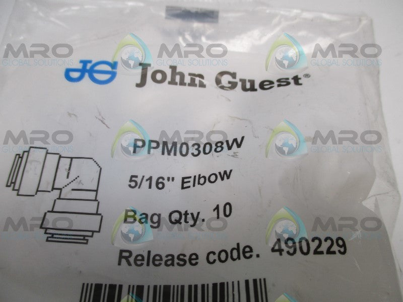 JOHN GUEST PPM0308W ELBOW 5/16" (PKG. OF 10)  NSMP