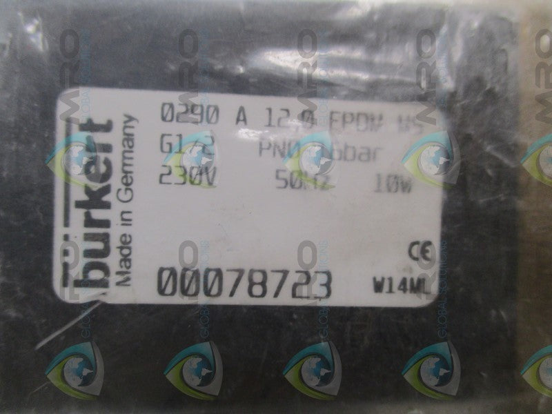 BURKERT 0290A12,0EPDMMS 078723 440-644 SOLENOID VALVE * NEW IN FACTORY BAG *