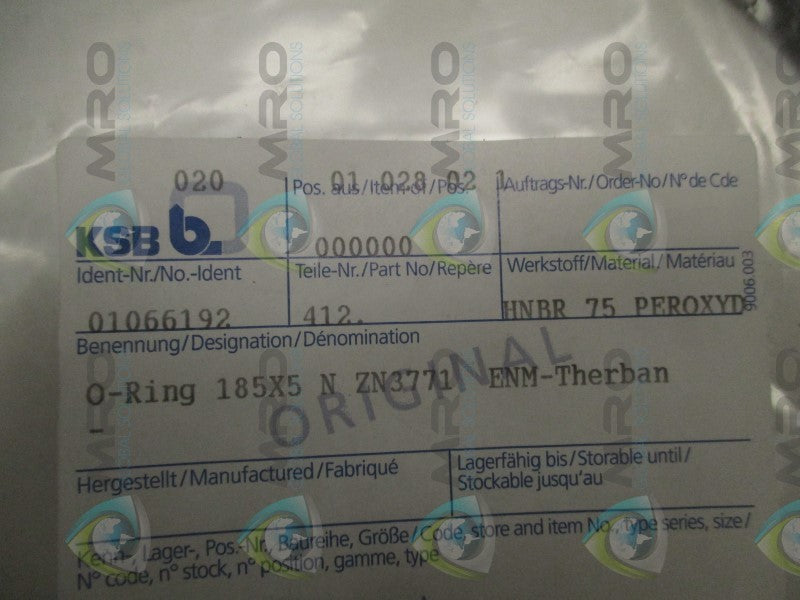 KSB 01066192 O-RING SET * NEW IN FACTORY BAG *