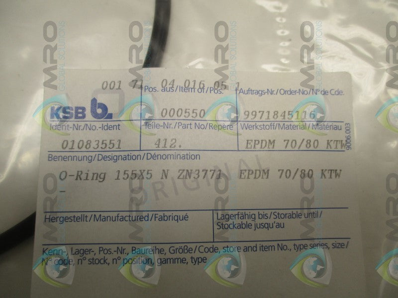 KSB 01083551 O-RING * NEW IN FACTORY BAG *