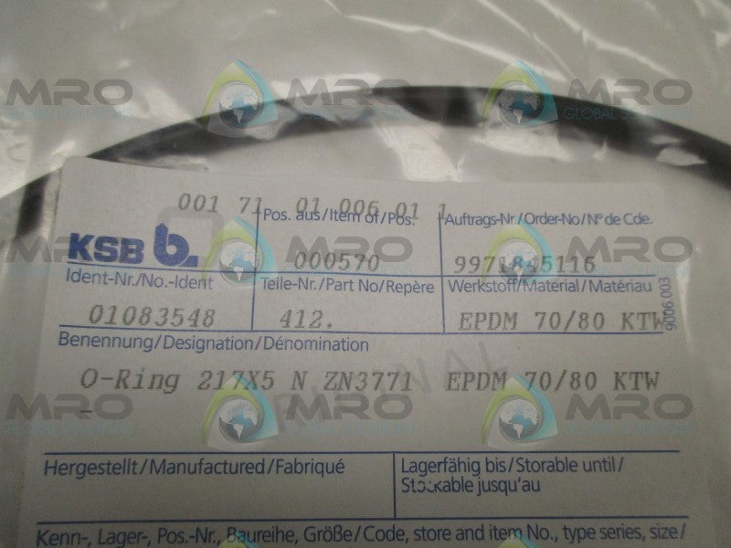 KSB 01083548 O-RING * NEW IN FACTORY BAG *