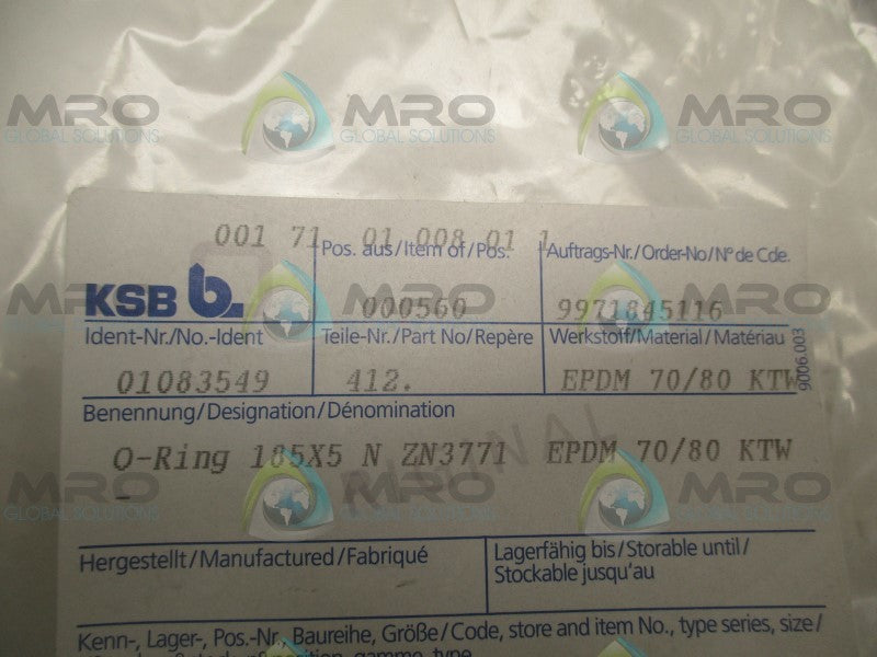 KSB 01083549 O-RING * NEW IN FACTORY BAG *