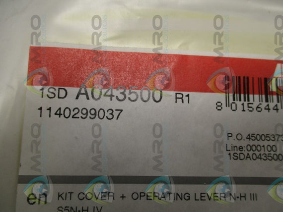ABB 1SDA043500R1 KIT COVER + OPERATING LEVER * NEW IN FACTORY BAG *