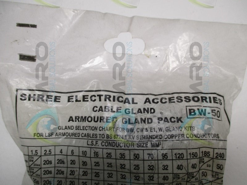 SHREE ELECTRIAL ACCESSORIES BW-50 CABLE GLAND * NEW IN FACTORY BAG *