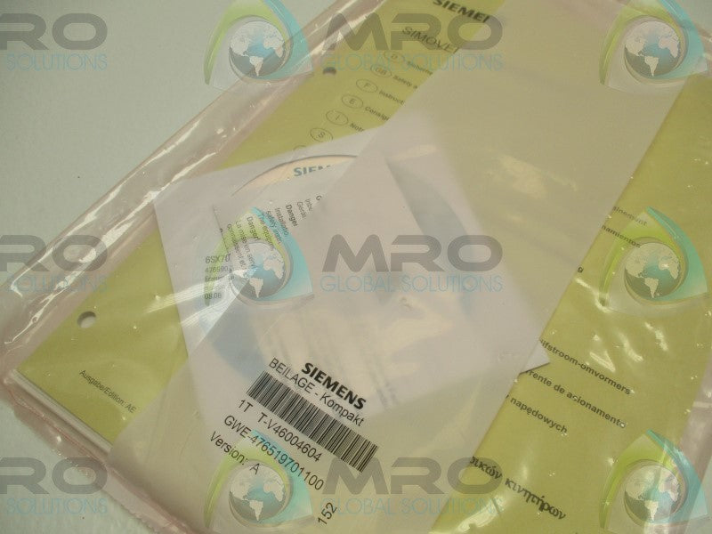 SIEMENS GWE-476519701100 T-V46004604 INSTRUCTIONS * NEW IN FACTORY BAG *