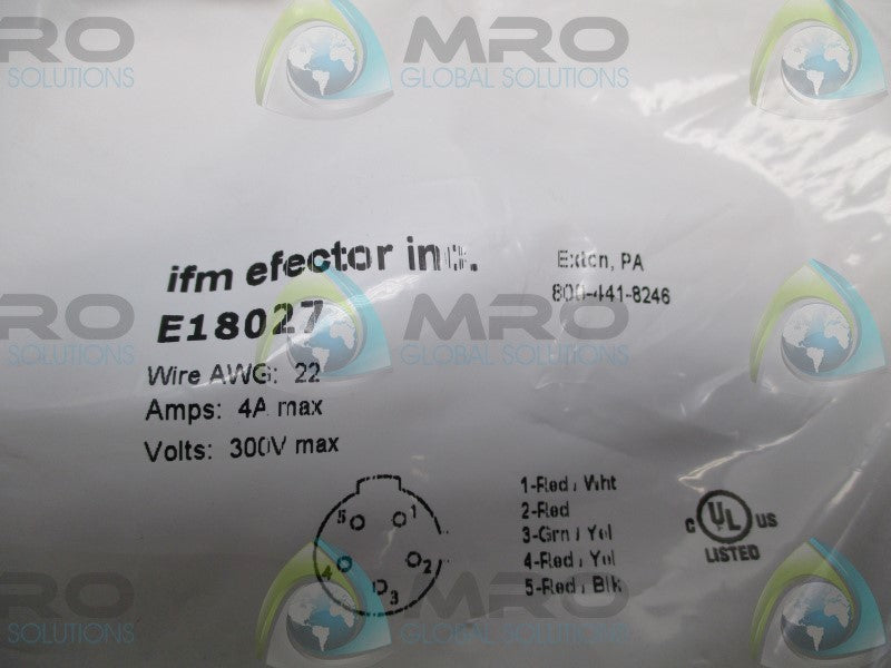 IFM EFECTOR E18027 CORDSET CABLE * NEW IN FACTORY BAG *