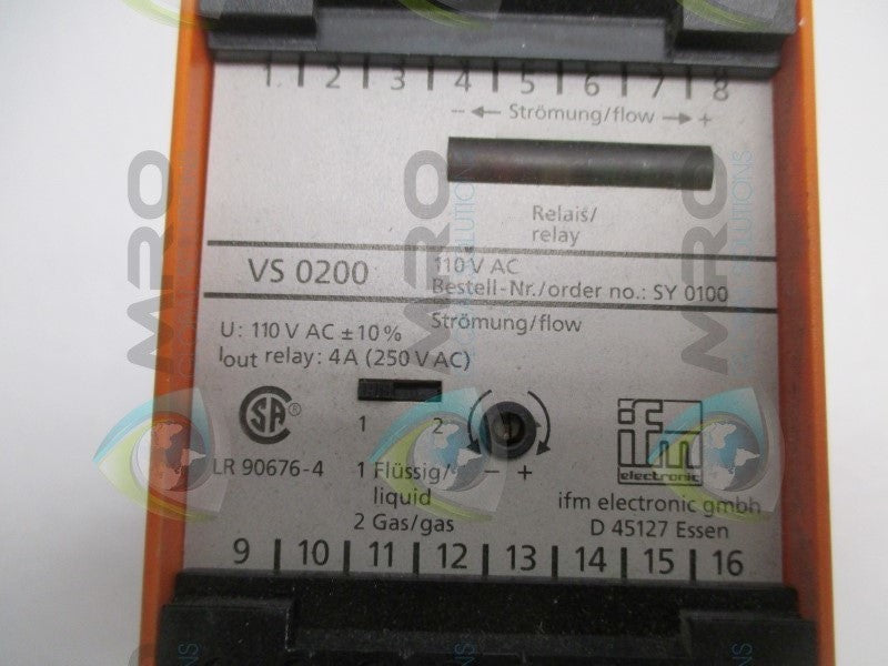 IFM EFECTOR VS0200 FLOW SWITCH CONTROLLER * USED *