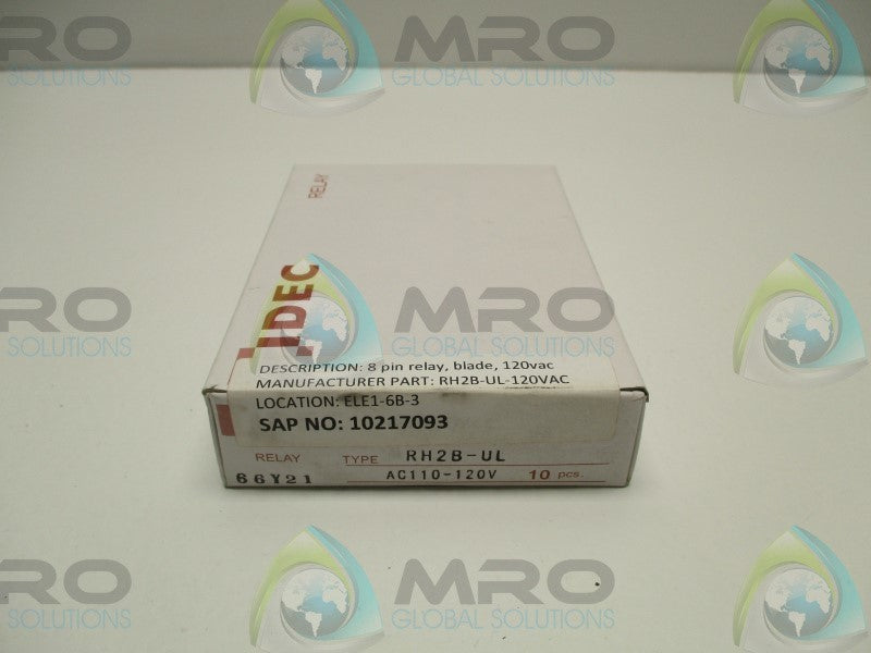 IDEC RH2B-UL RELAY 110-120VAC (PKG. OF 10) * FACTORY SEALED *