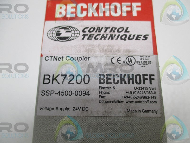 BECKHOFF BK7200 SSP-4500-0094 CTNET COUPLER * FACTORY SEALED *