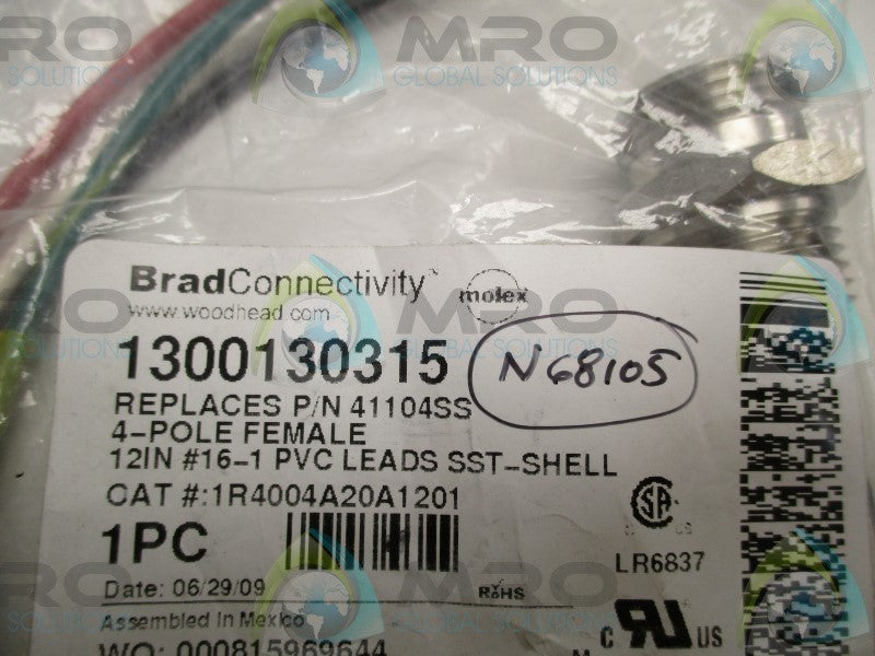 DANIEL WOODHEAD 41104SS 1R4004A20A1201 RECEPTACLE * NEW IN FACTORY BAG *
