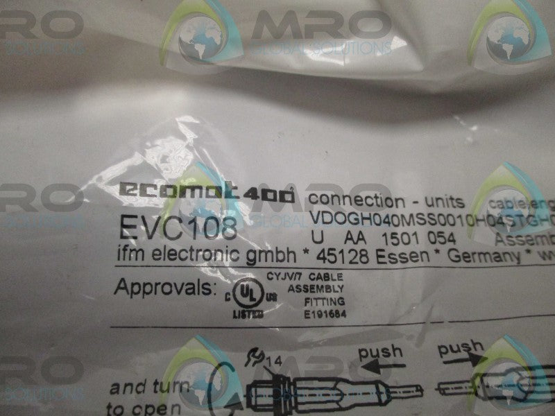 IFM EFECTOR EVC108 CONNECTION CABLE * NEW IN FACTORY BAG *
