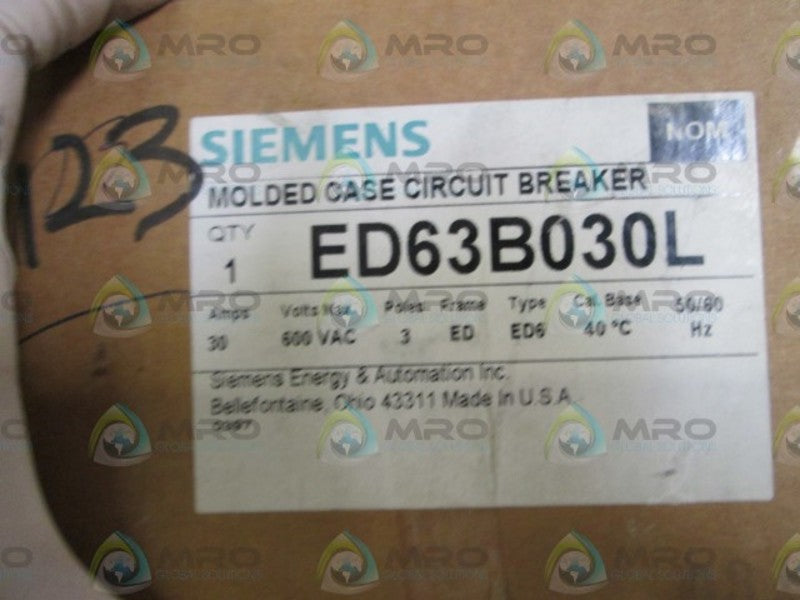 SIEMENS CIRCUIT BREAKER ED63B030L *NEW IN BOX*
