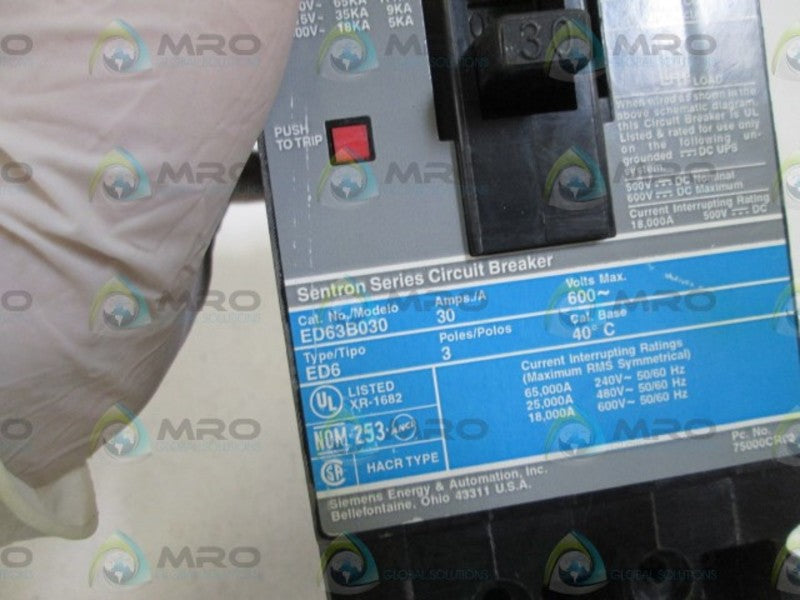 SIEMENS CIRCUIT BREAKER ED63B030L *NEW IN BOX*