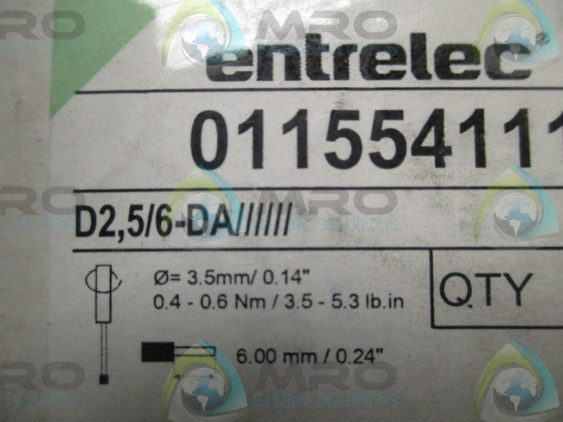 ENTRELEC D2,5/6-DA 011554111 TERMINAL BLOCK *  NEW NO BOX *