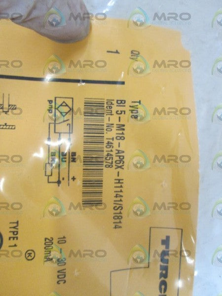 TURCK SENSOR BI5-M18-AP6X-H1141/S1814 *NEW IN FACTORY BAG*