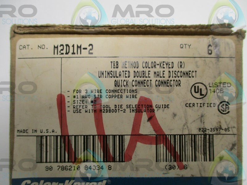 THOMAS & BETTS M2D1M-2 UNINSULATED DISCONNECT (PKG. OF 6) * FACTORY SEALED *