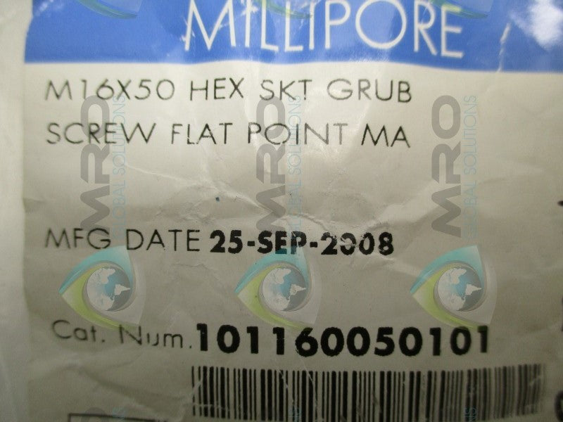MILLIPORE 101160050101 HEX SKT GRUB SCREW FLAT POINT MA  NSNP