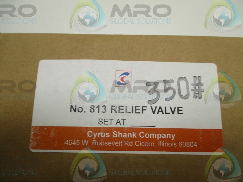 CYRUS SHANK 813 SAFETY RELIEF VALVE 1/2" 350# NSMP