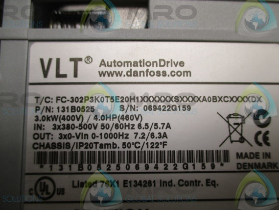DANFOSS 131B0525 FC-302P3K0T5E20H1XXXXXXSXXXXA0BXCXXXXDX DRIVE * NEW NO BOX *
