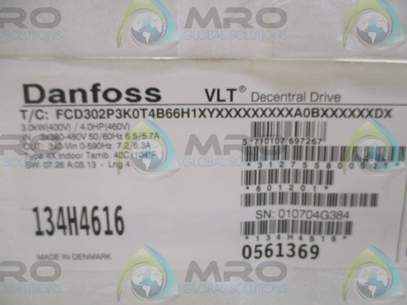 DANFOSS 134H4616 FCD302P3K0T4B66H1XYXXXXXXXXX DRIVE * NEW IN ORIGINAL PACKAGE *
