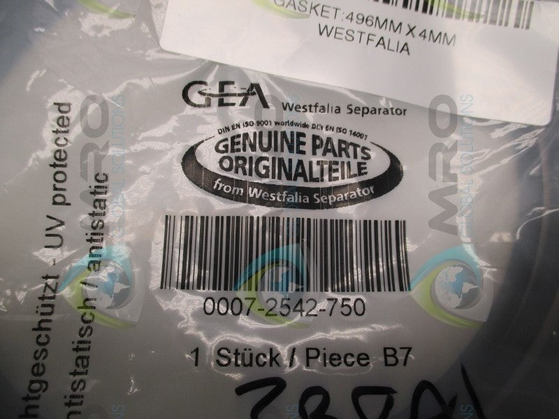 GEA 0007-2542-750 GASKET * NEW IN FACTORY BAG *