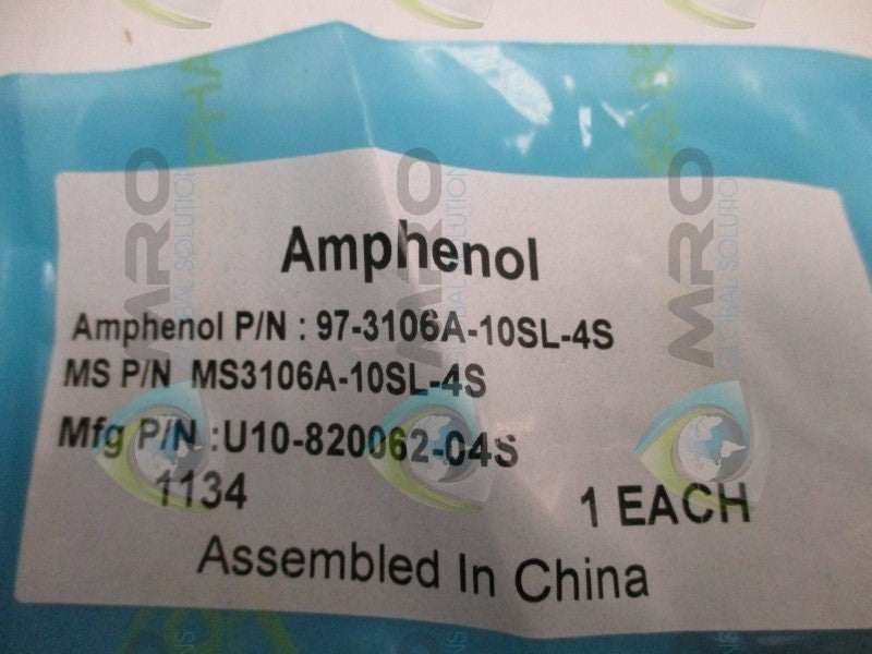 AMPHENOL 97-3106A-10SL-4S STRAIGHT CONNECTOR * NEW IN FACTORY BAG *
