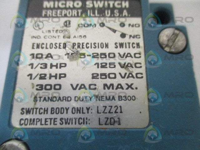MICROSWITCH LZD1 ENCLOSED PRECISION SWITCH *USED*