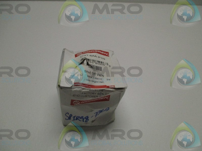 NORGREN T74T-6AA-P1N SHUT OFF VALVE 3/4"  NSFS
