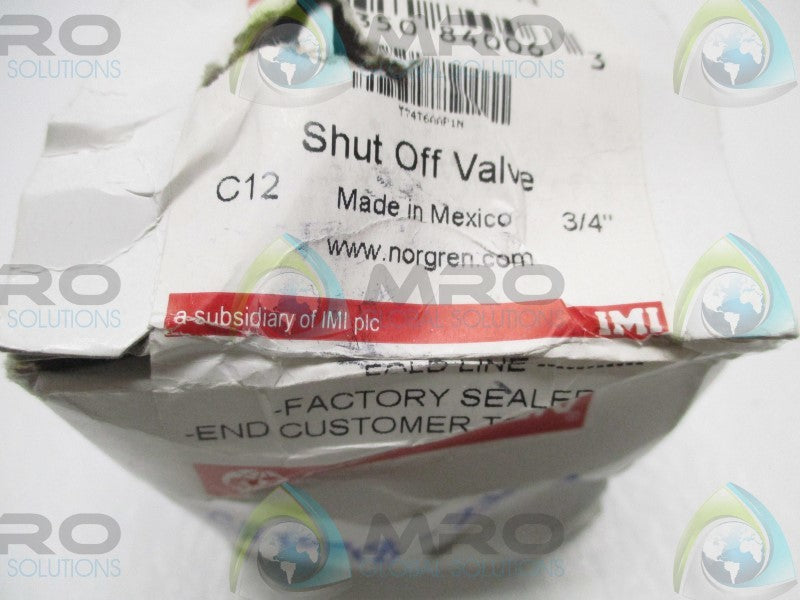 NORGREN T74T-6AA-P1N SHUT OFF VALVE 3/4"  NSFS