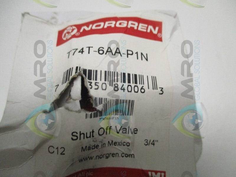 NORGREN T74T-6AA-P1N SHUT OFF VALVE 3/4"  NSFS