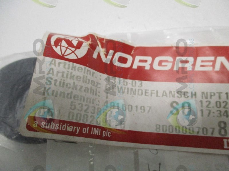 NORGREN 4315-03 PIPE ADAPTER * NEW IN FACTORY BAG *