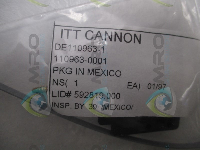 ITT CANNON DE110963-1 CONNECTOR BACKSHELL * NEW IN FACTORY BAG *