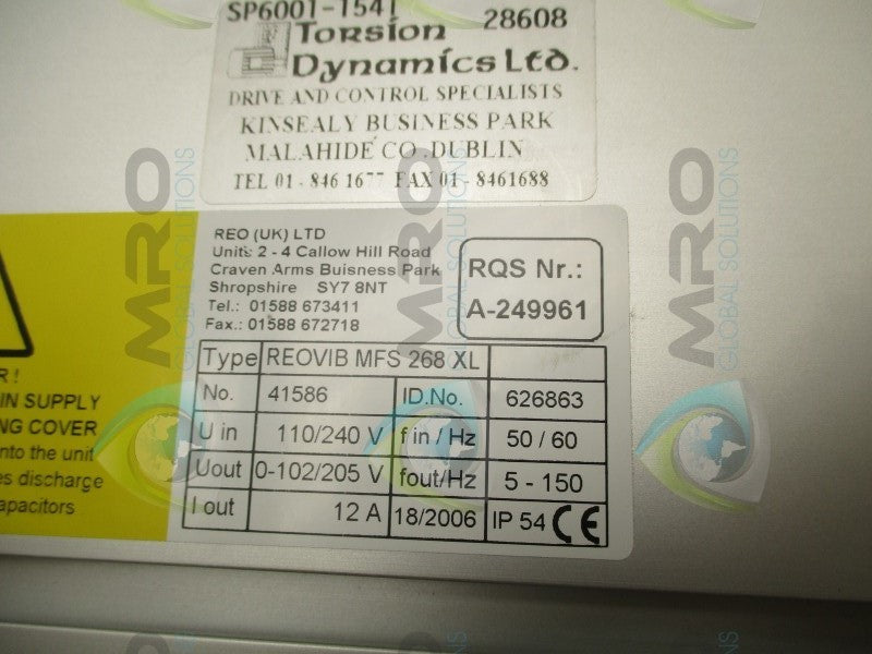 REO ELELTRONIK REOVIBMFS268XL CONTROLLER  UNMP