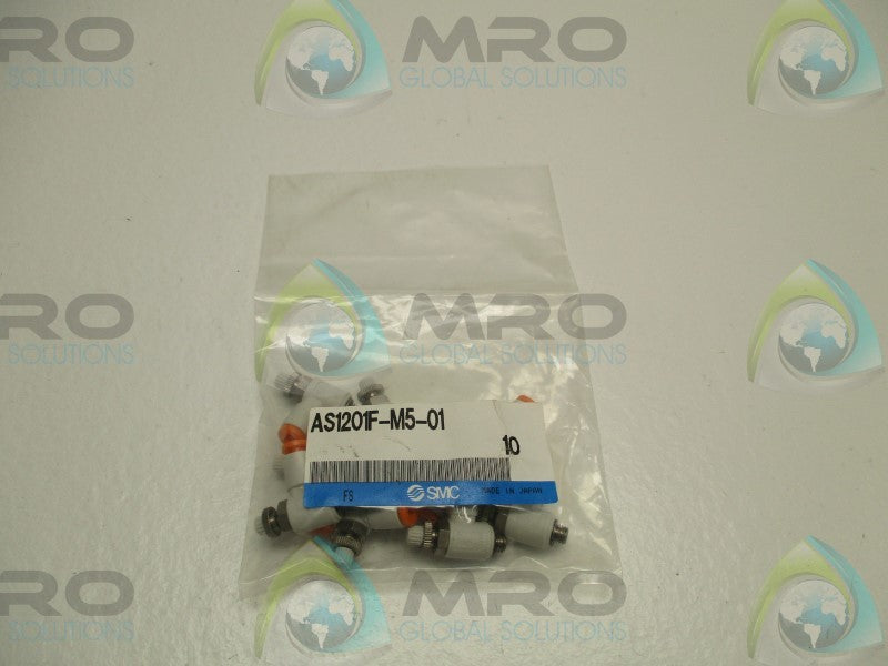 SMC AS1201F-M5-01 FLOW CONTROL FITTING (PKG. OF 10) * NEW IN FACTORY BAG *