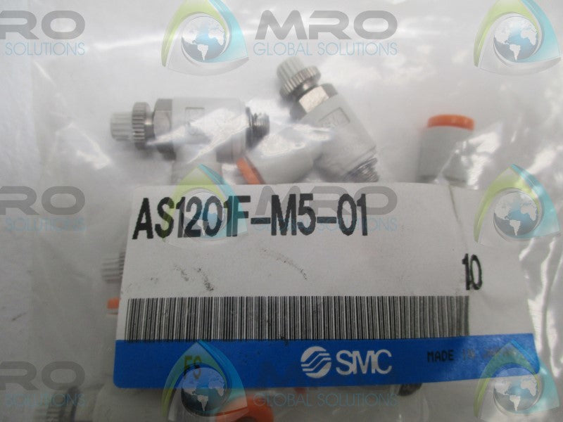 SMC AS1201F-M5-01 FLOW CONTROL FITTING (PKG. OF 10) * NEW IN FACTORY BAG *
