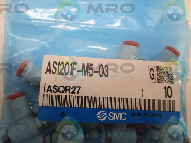 SMC AS1201F-M5-03 FLOW CONTROL FITTING (PKG. OF 10) * NEW IN FACTORY BAG *