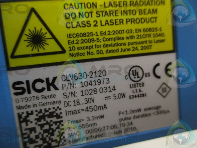 SICK CLV630-2120 RIGHT ANGLE LINE SCANNER  UNMP