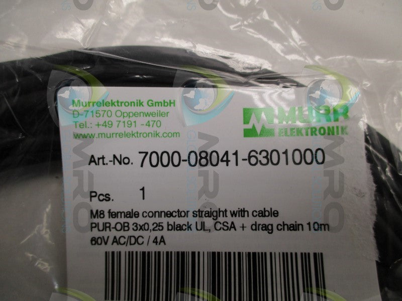 MURR ELEKTRONIK 7000-08041-6301000 FEMALE CONNECTR CABLE * NEW IN FACTORY BAG *