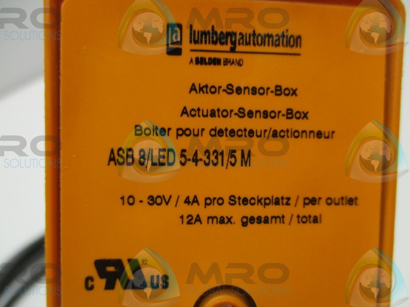 LUMBERG ASB8/LED5-4-331/5M ACTUATOR SENSOR BOX (AS PICTURED) *NEW NO BOX *
