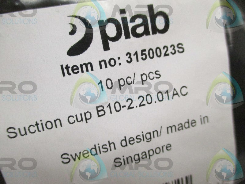 PIAB B10-2.20.01AC 3150023S SUCTION CUP (PKG. OF 10) * NEW IN FACTORY BAG *