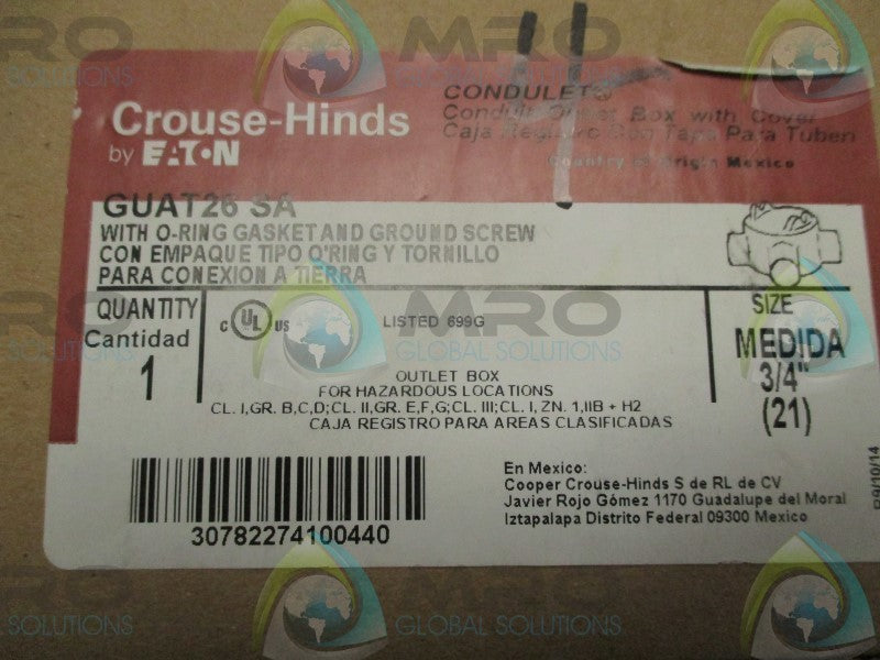 CROUSE HINDS GUAT26SA CONDUIT OUTLET BOX WITH COVER * NEW IN BOX *