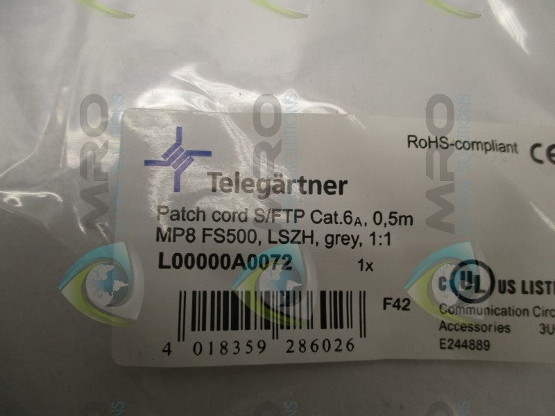 TELEGARTNER L00000A0072 PATCH CORD * NEW IN FACTORY BAG *