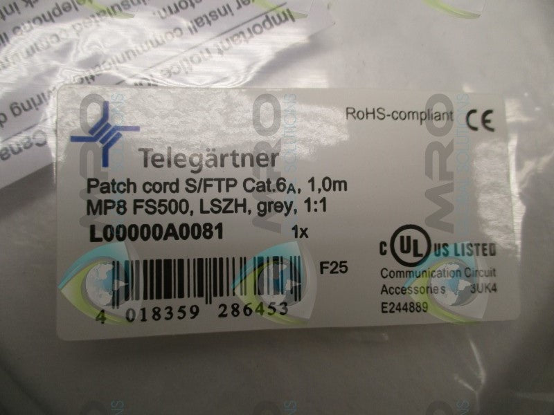 TELEGARTNER L00000A0081 PATCH CORD * NEW IN FACTORY BAG *
