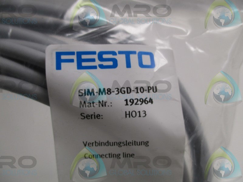 FESTO SIM-M8-3GD-10-PU CONNECTING LINE CABLE * NEW IN FACTORY BAG *