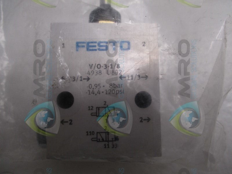 FESTO V/O-3-1/8 STEM ACTUATED VALVE * NEW IN FACTORY BAG *