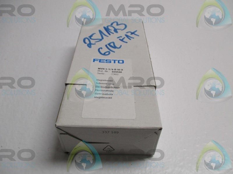 FESTO MVH-5-1/4-B-VI-X SOLENOID VALVE * FACTORY SEALED *