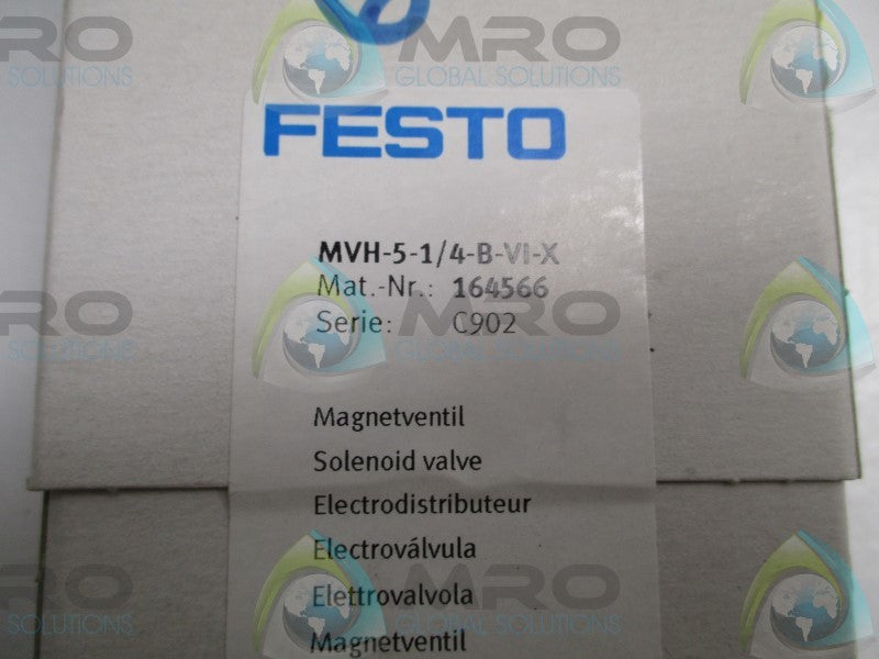 FESTO MVH-5-1/4-B-VI-X SOLENOID VALVE * FACTORY SEALED *