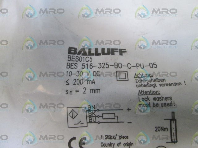 BALLUFF INDUCTIVE SENSOR BES516-325-BO-C-PU-05 * NEW IN FACTORY BAG *